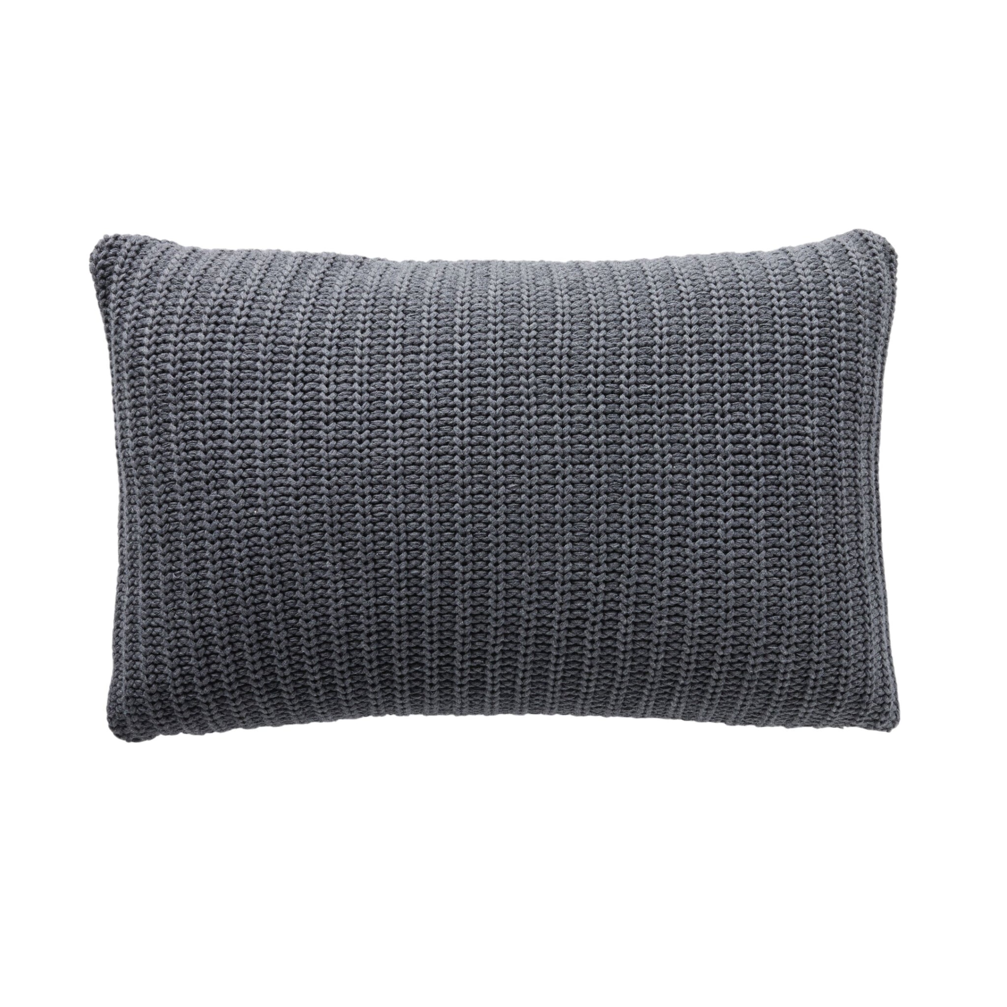 Marley Rib Knitted Cushion Charcoal 55X35cm