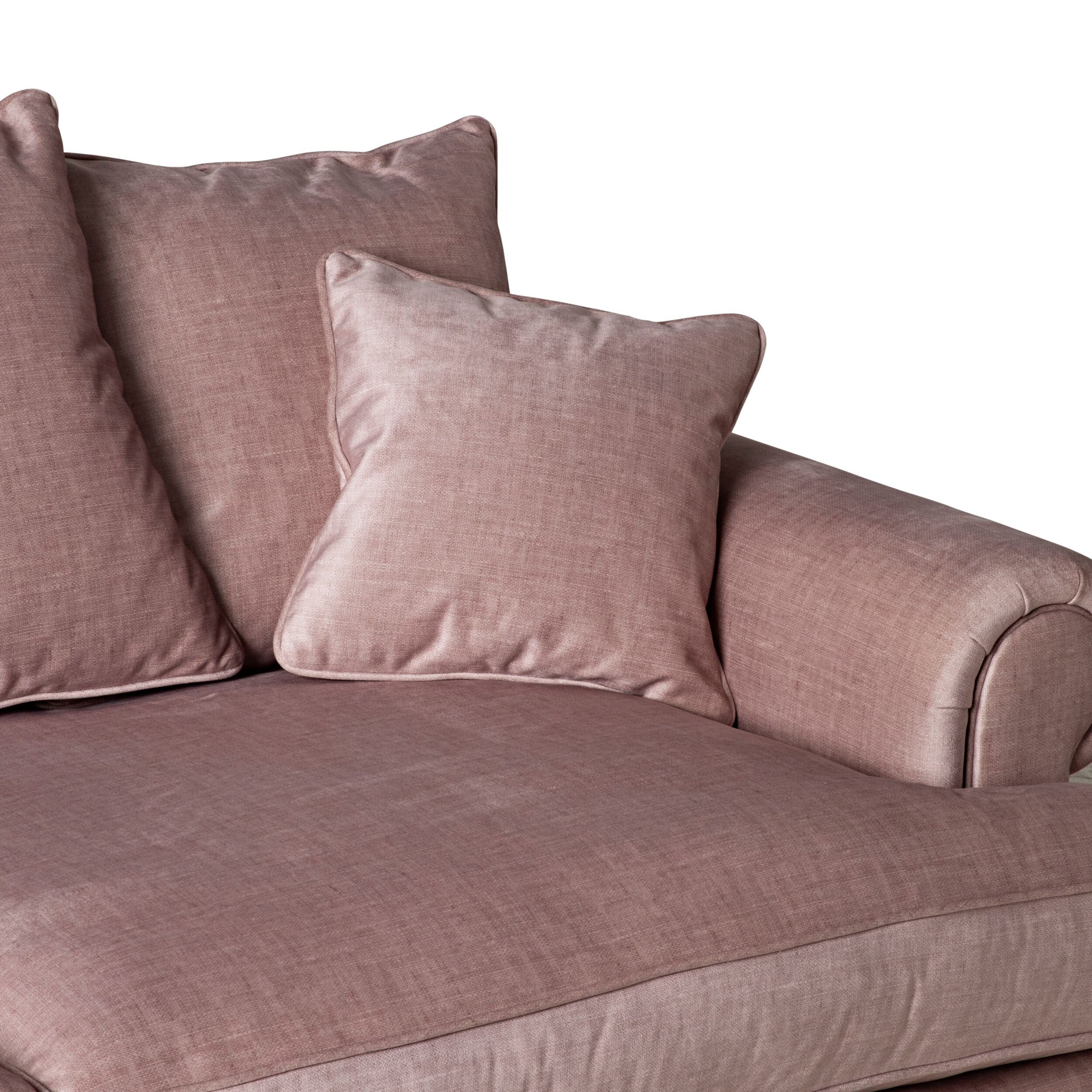 Lisette 3.5 Seater Extra Deep Luxe Velvet Sofa Pale Rose Custom C-008