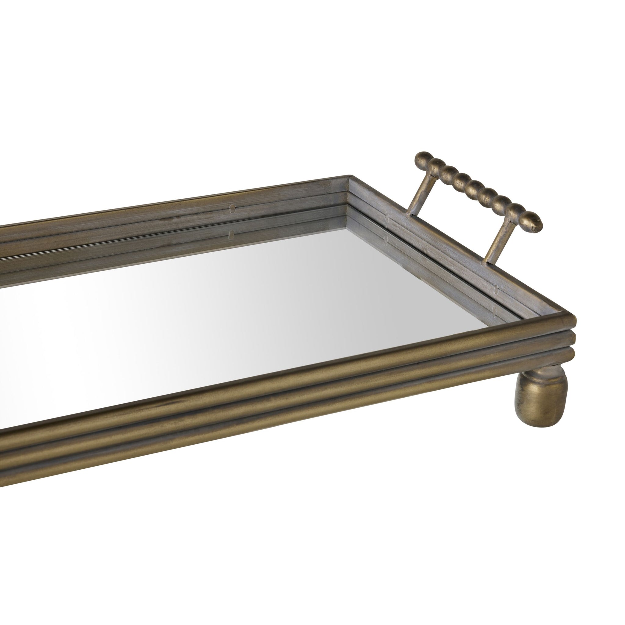 Bobble Handle Long Mirrored Tray 106cm
