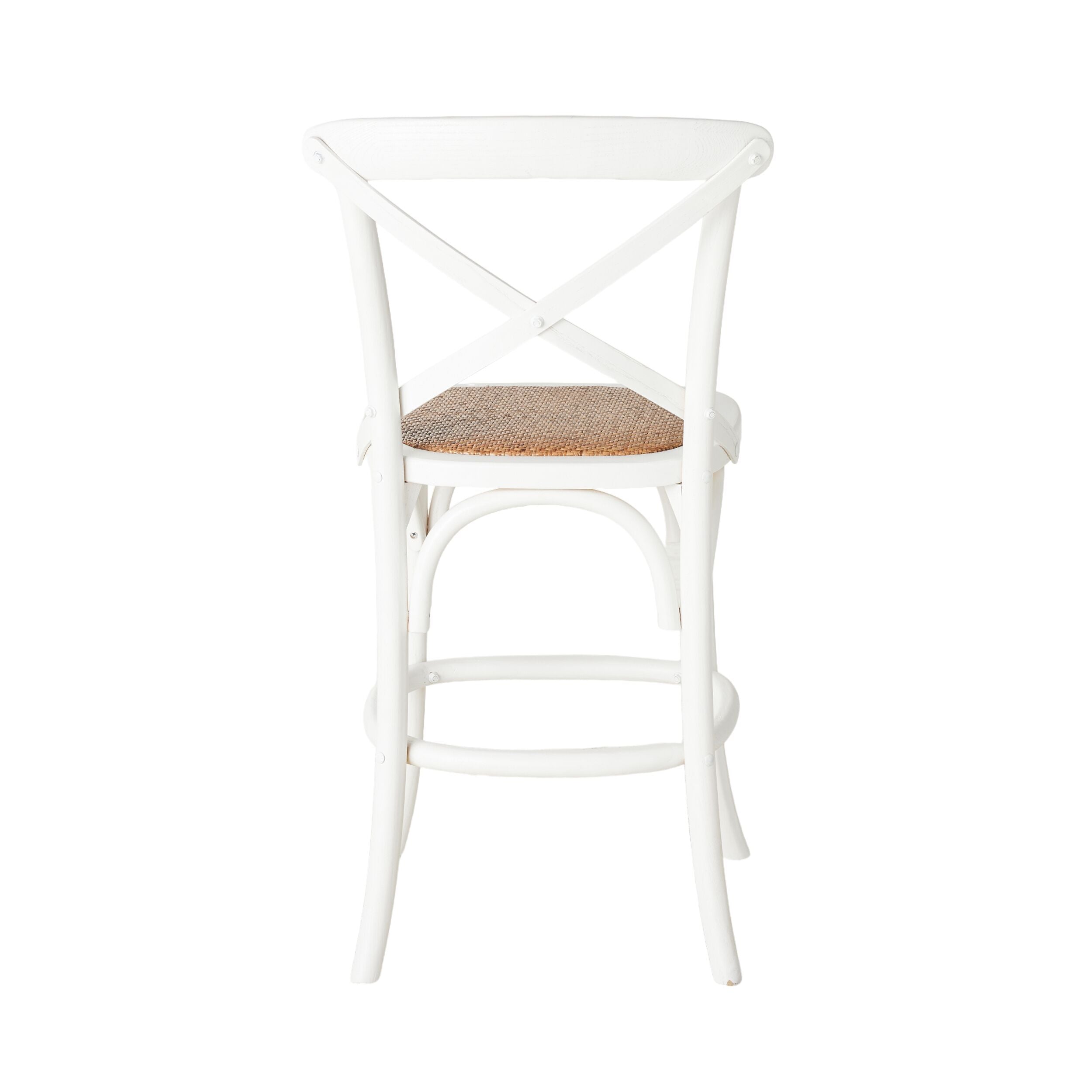 Provincial Cross Back Dining Stool Crisp White