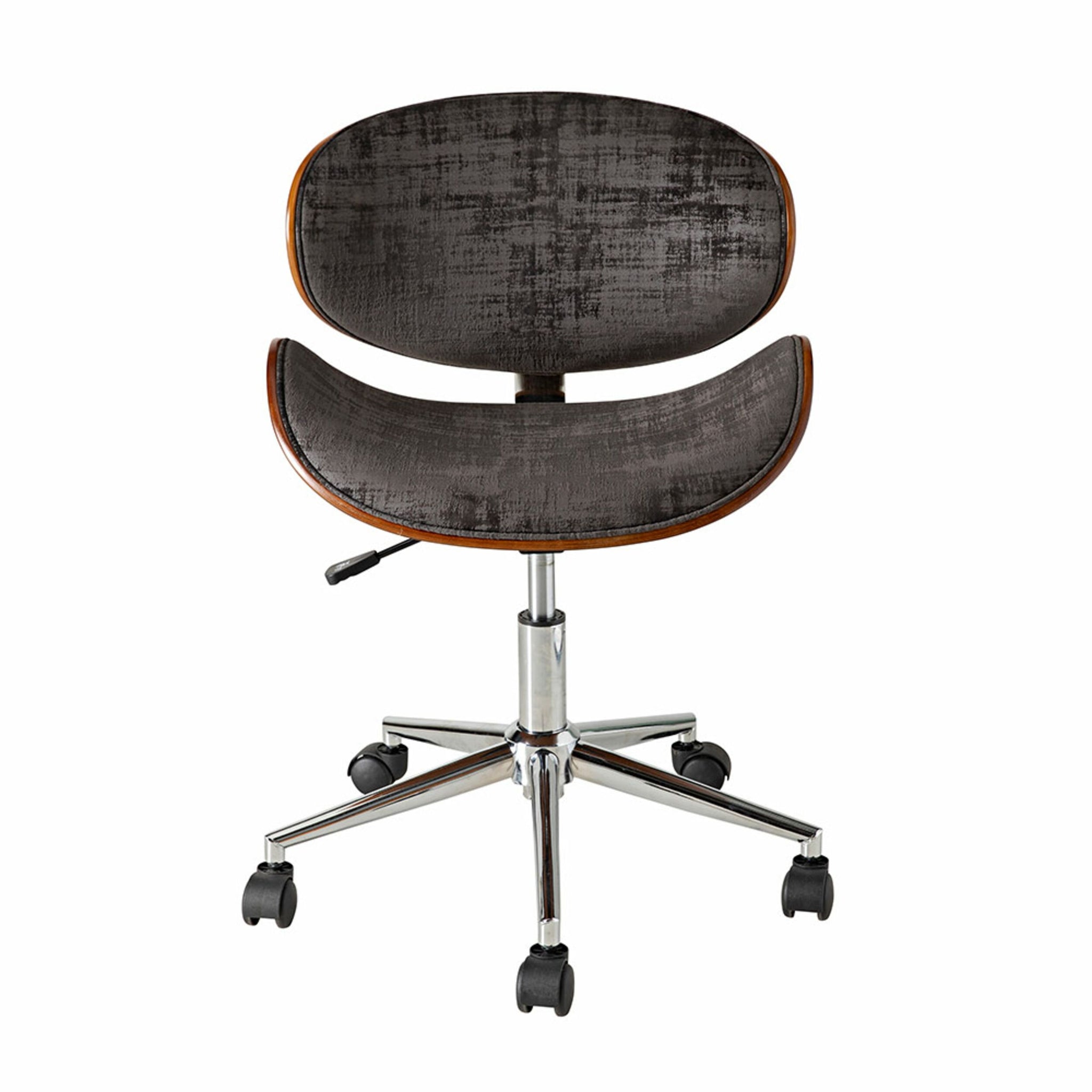 Jetson Desk Chair Timber Veneer Back Brushed Basalt Velvet