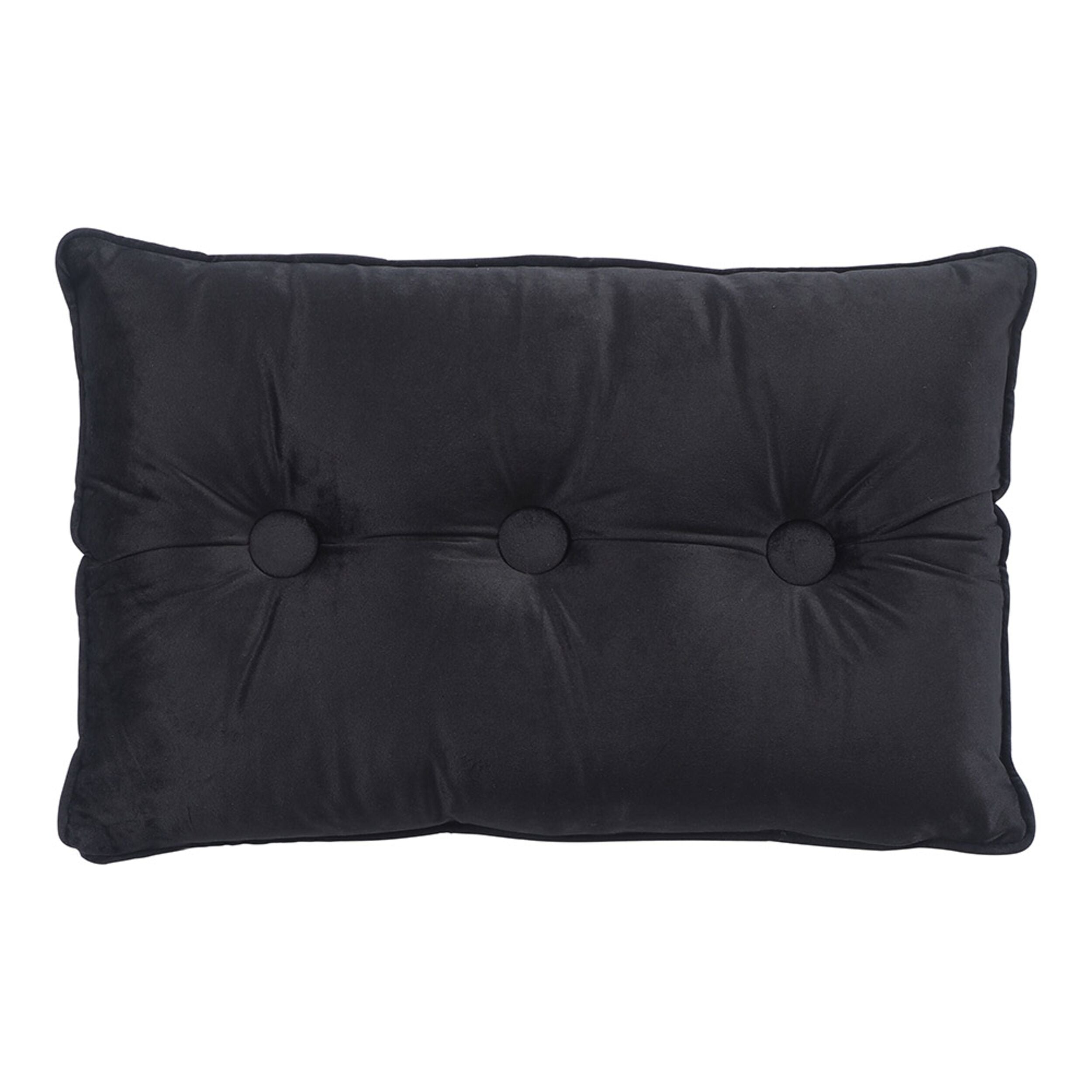 Midnight Max Black Decorative Button Cushion 60x40cm
