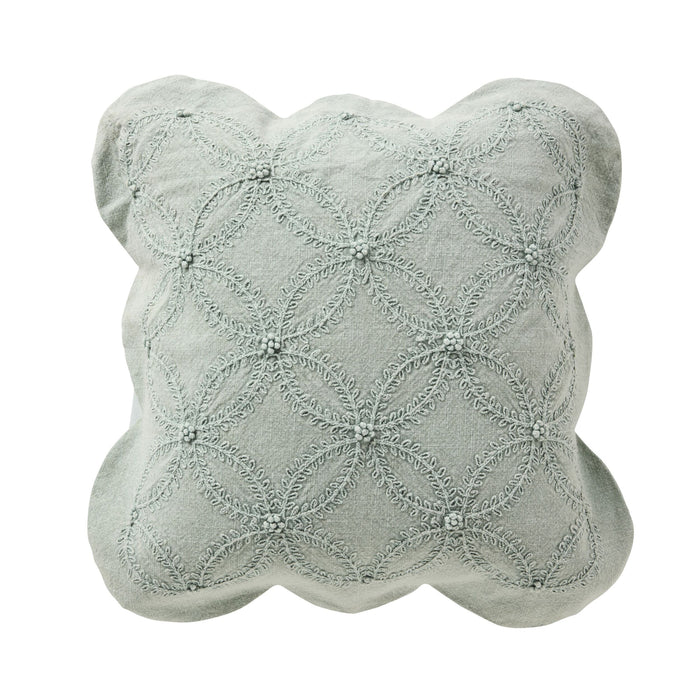Stitch Scalloped Cushion Soft Sage 50x50cm