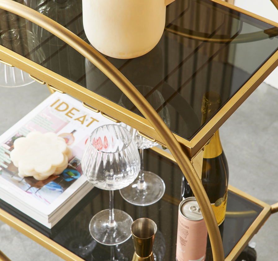 Dominique Drinks Trolley Gold 77x71x36cm – Early Settler NZ