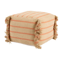 Arizona Square Fringed Pouf Natural