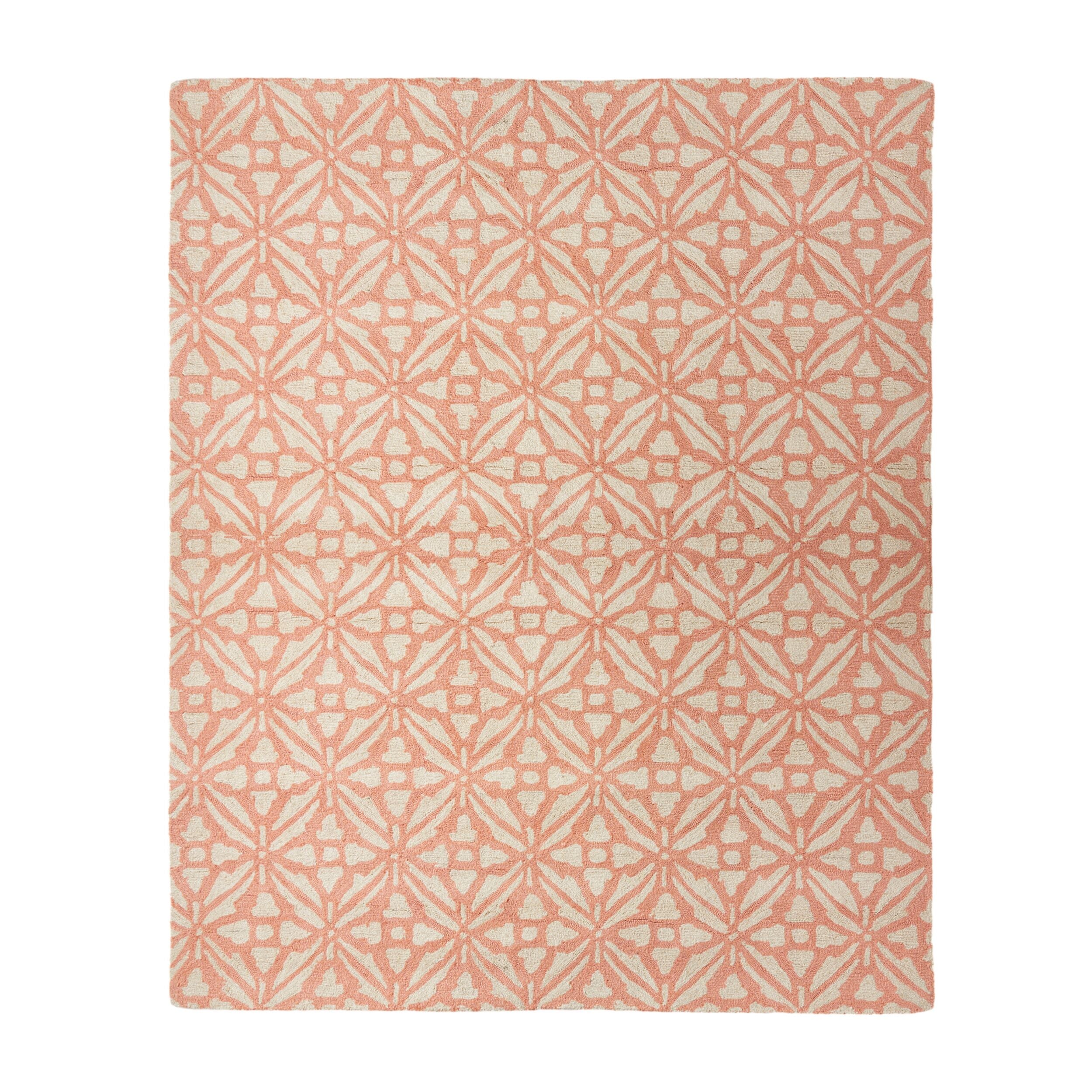 Casablanca Tile Hand Tufted Wool Blend Blush Rug 300x240cm