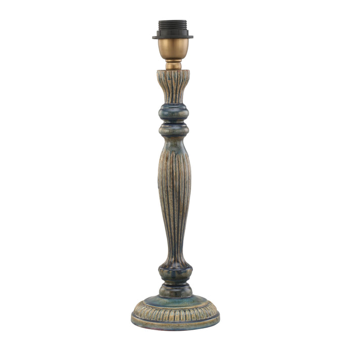 Zarina Meena Teal Blue Wooden Table Lamp Base 13x13x36cm