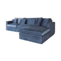 Huxley 3 Seater Velvet Sofa with Right Chaise Luxe Marine Blue C-006