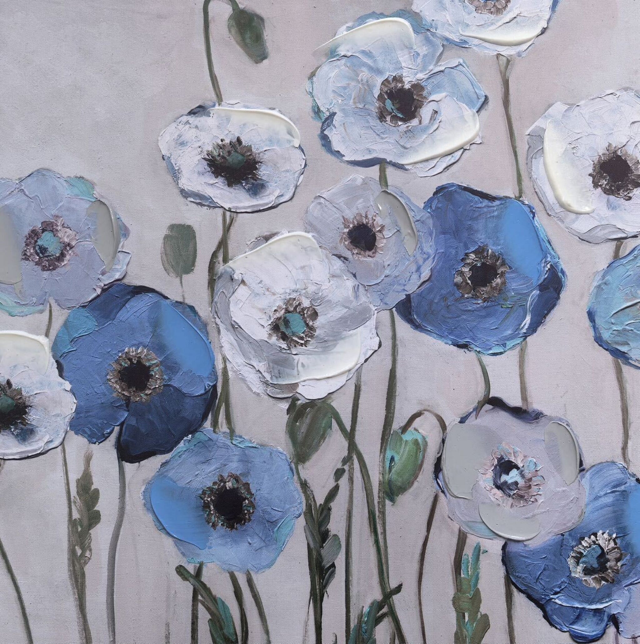 Whispering Poppies Framed Textured Print 100x50cm