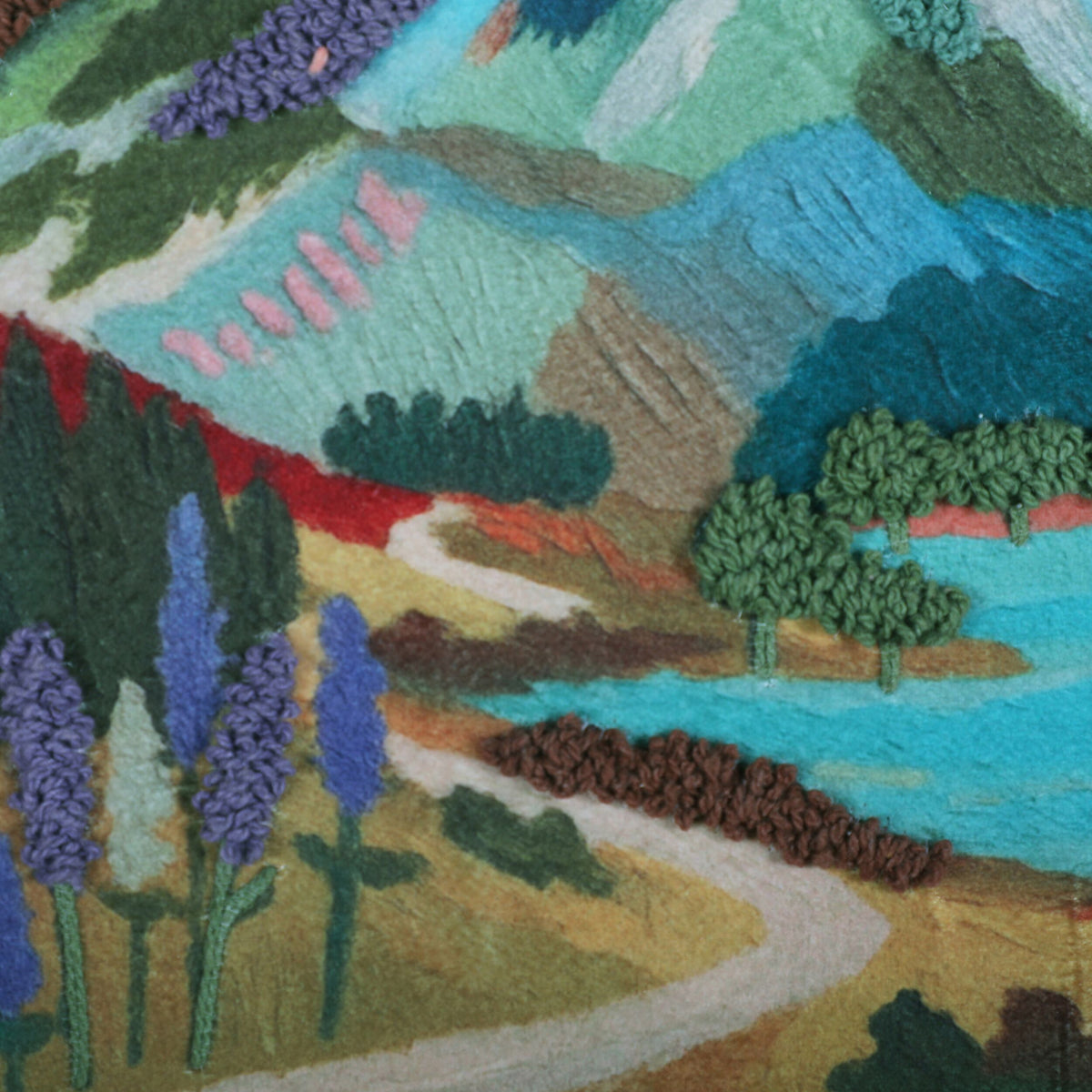Crimson Horizon Embroidered Wall Art 36x61cm