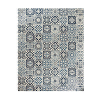 Carrelage Tile Hand Woven Grey And Soft Blue Rug 300x240cm
