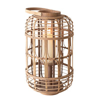 Bamboo Lantern Natural With Glass 45x25x25cm