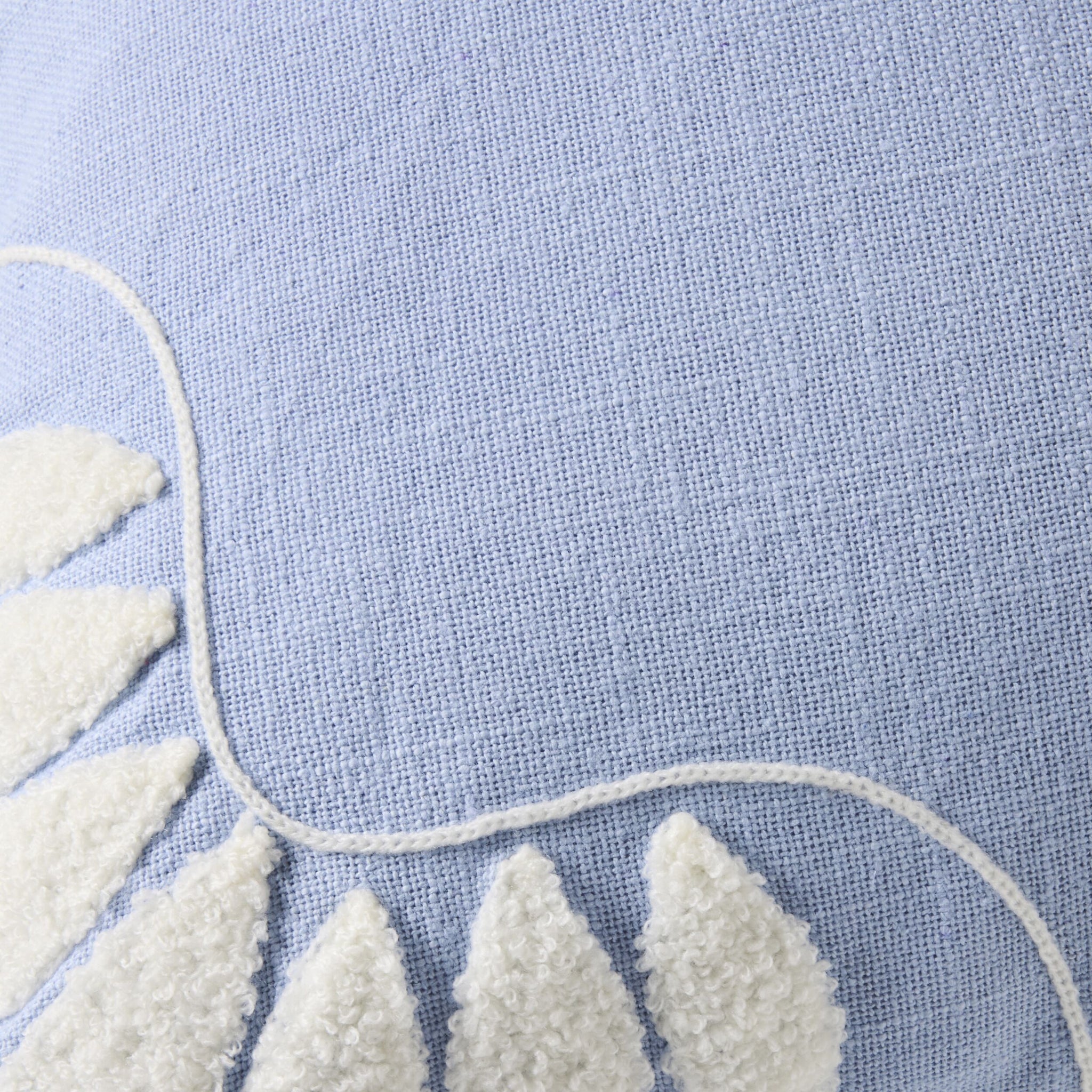 Erin Embroidered Slub Cotton Cushion Blue 50x50cm