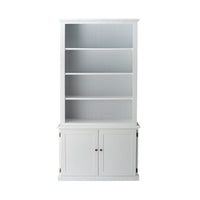 Armand 2 Door Library Shelving Unit 124 x 240cm White with Grey detail