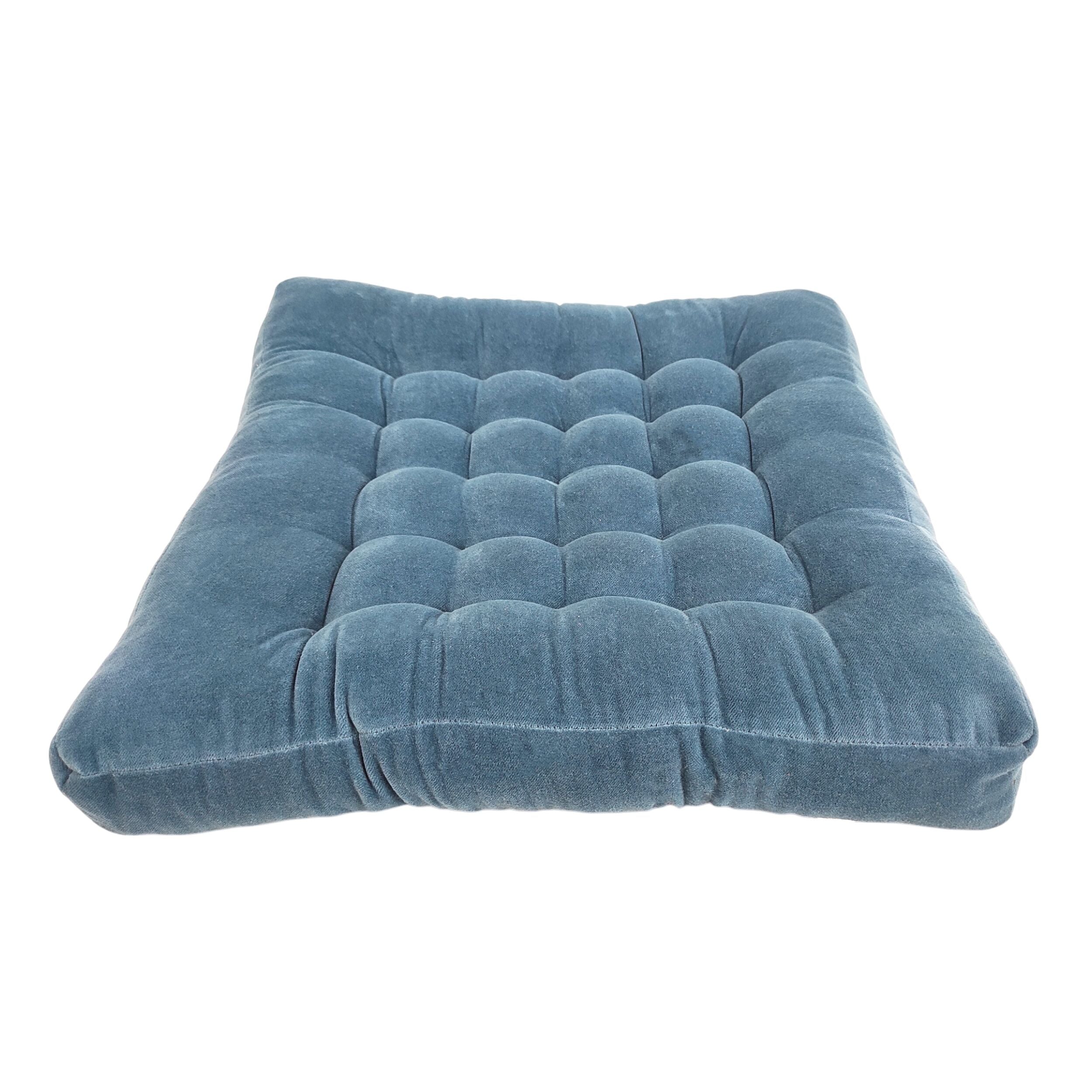 Samy Cotton Velvet Sky Blue Seat Cushion