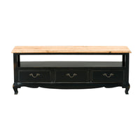 Provincial Oak 3 Drawer TV Unit Distressed Black