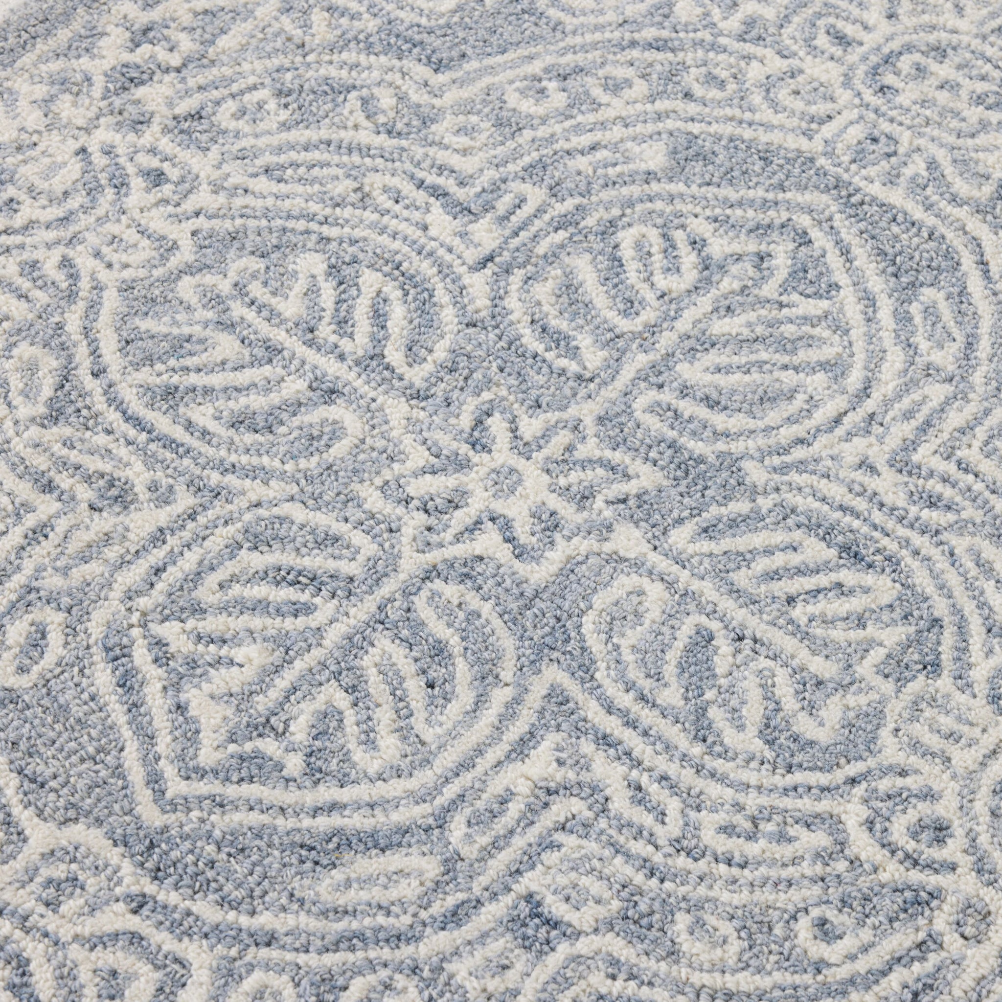 Henna Handtufted NZ Wool Runner Blue 70x200cm