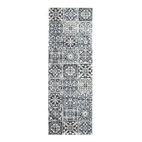 Carrelage Tile Hand Woven Soft Grey And Blue Runner 200x70cm