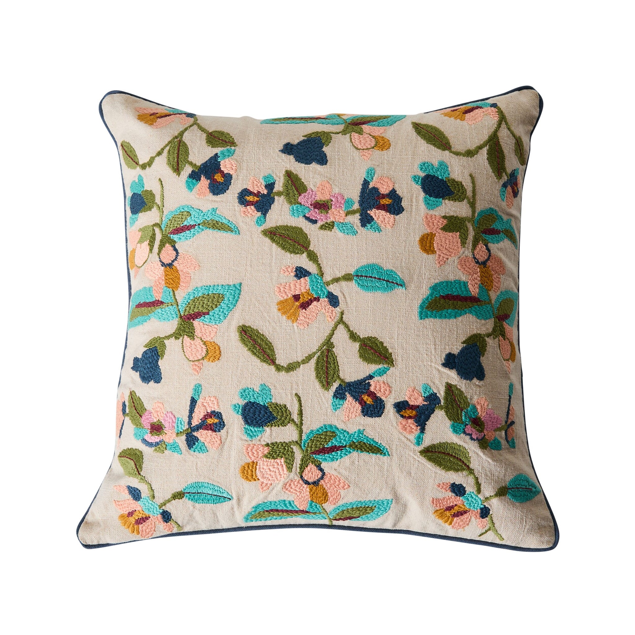 Stitch Summer Bloom Embroidered Cushion