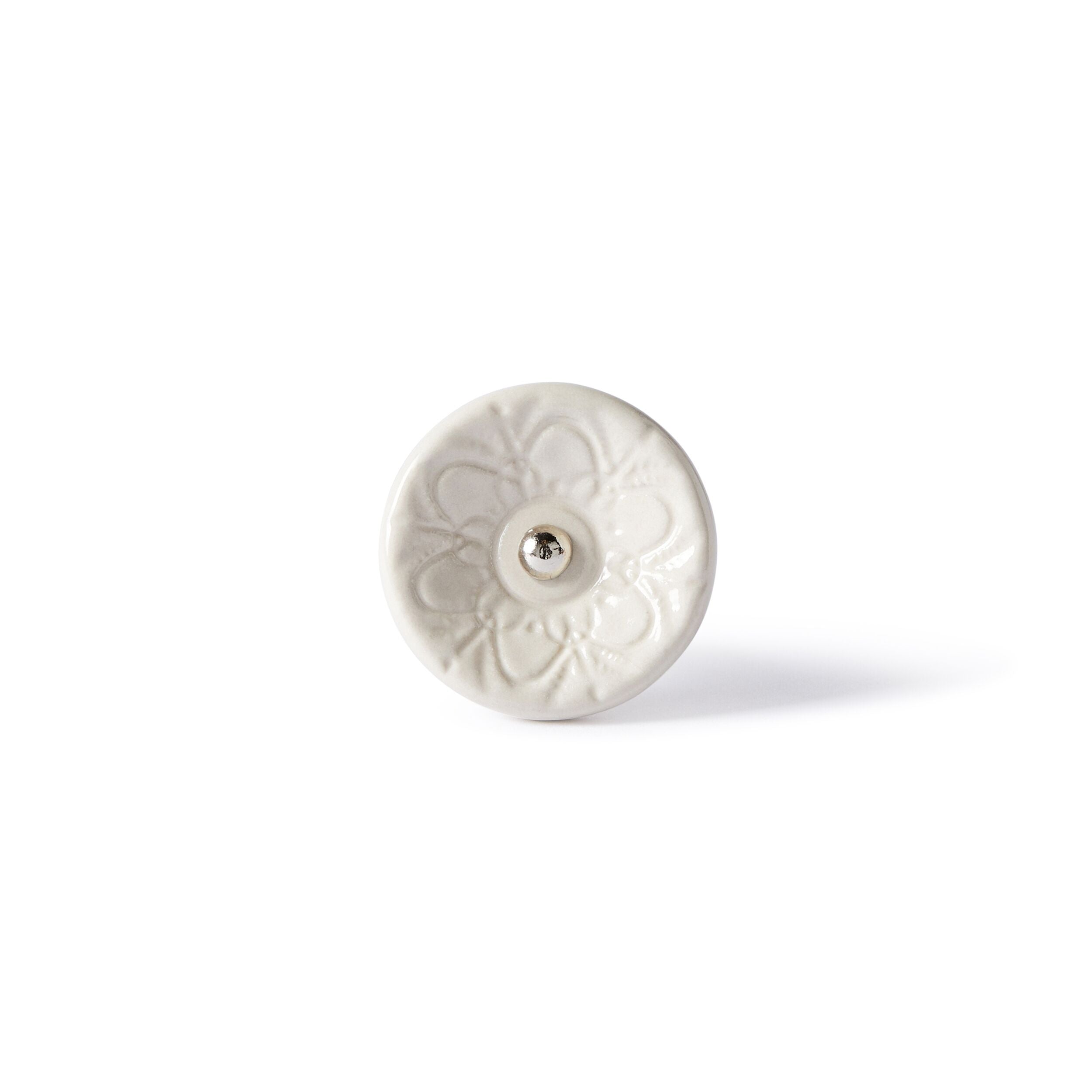 Fleur Ceramic White Knob 4.5cm