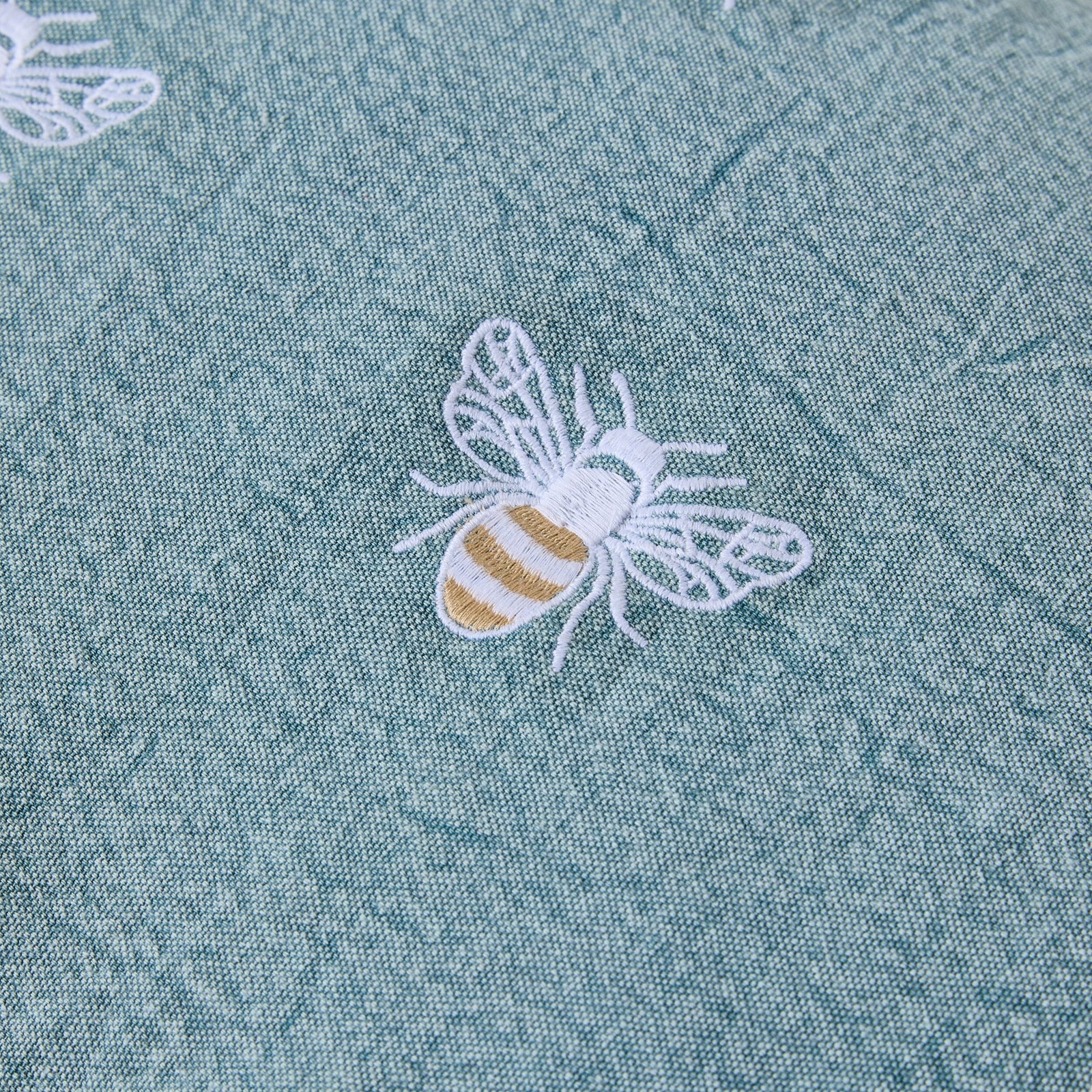 Stitch Beehive Embroidered Cushion Chambray
