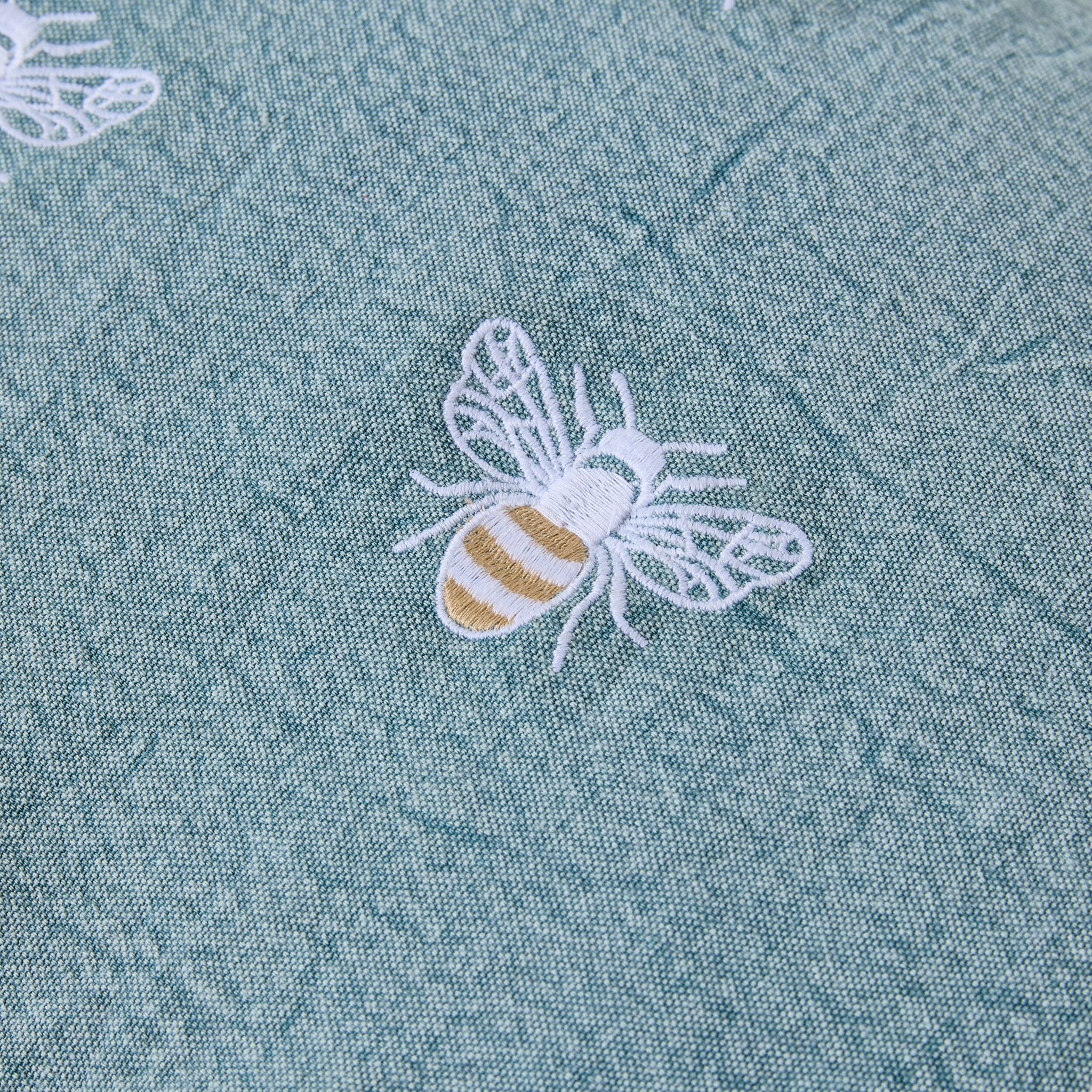 Stitch Beehive Embroidered Cushion Chambray