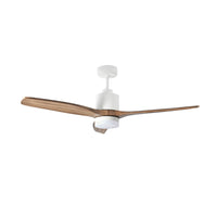 Nadi Indoor DC Ceiling Fan with LED Light & Remote - White & Ash Wood 122cm