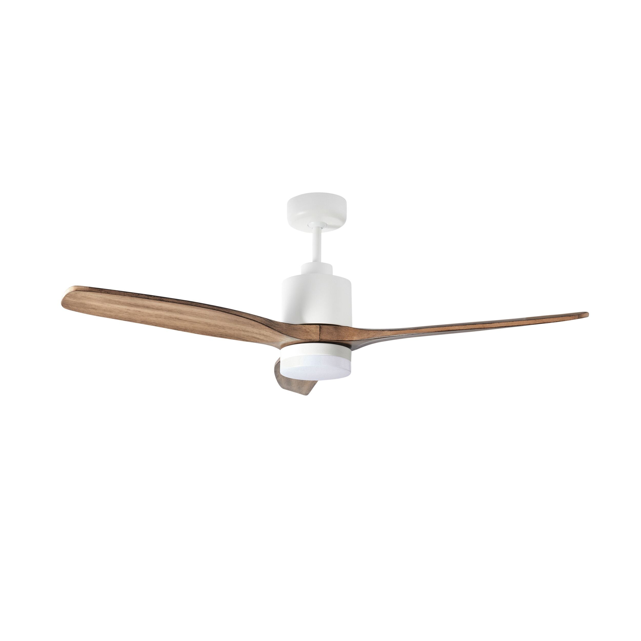 Nadi Indoor DC Ceiling Fan with LED Light & Remote - White & Ash Wood 122cm