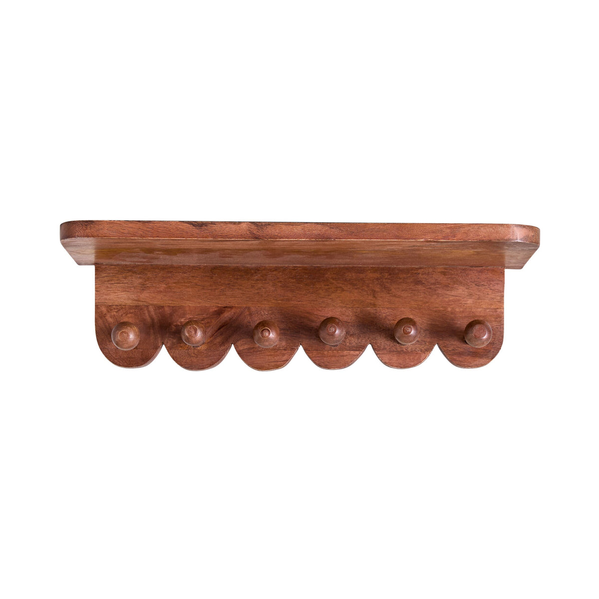 Sati Scalloped Wooden Hook Shelf