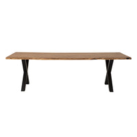 Live Edge Timber Dining Table with Cross Leg Base 260cm