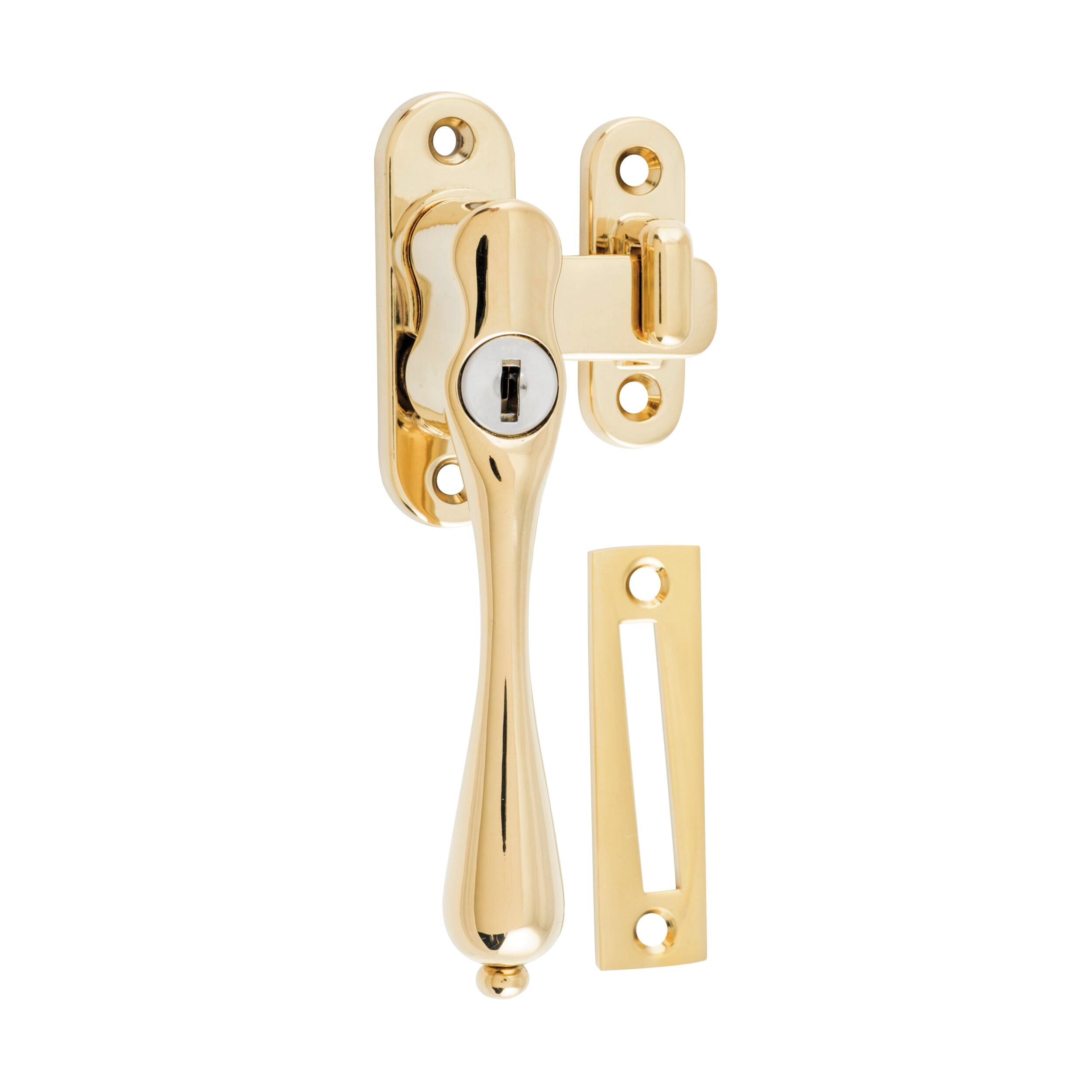 1770 Casement Fastener Locking Teardrop Left Hand Anti-tarnish Brass W28xP34mm Drop 115mm