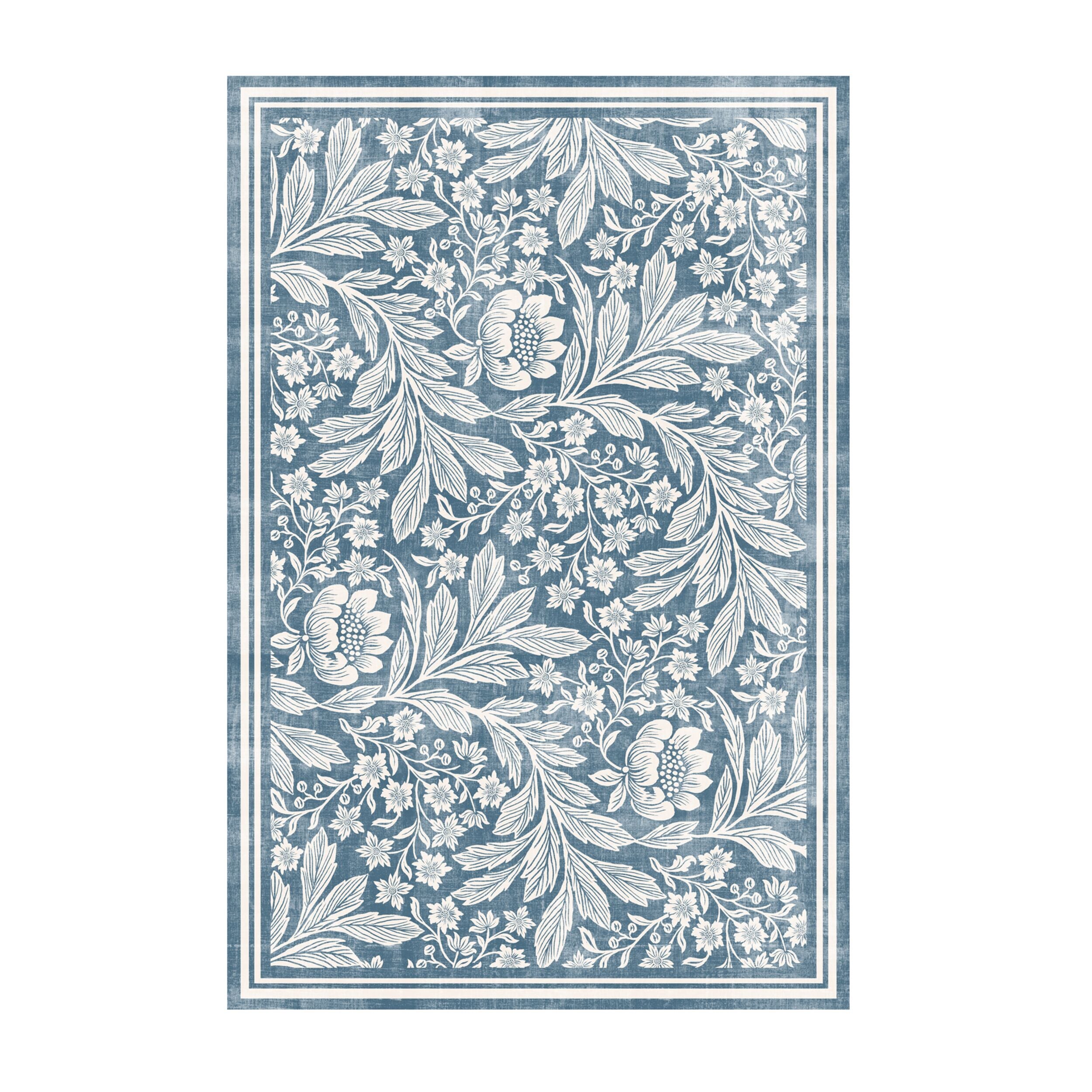 The Manisa Washable Rug 240x300cm features a rectangular Persian-inspired design with a faded floral and geometric pattern in beige, cream, and blue-green. Made from durable, machine-washable polyester for easy care.