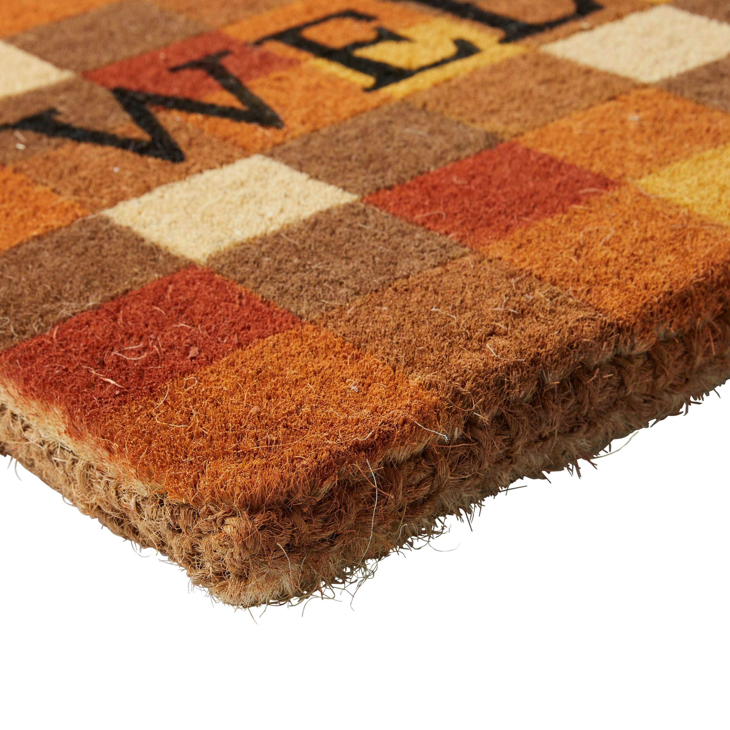 Gingham Welcome Coir Doormat 75x45cm