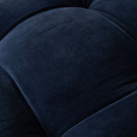 Sabine Embroidered Cotton Velvet Seat Cushion Navy