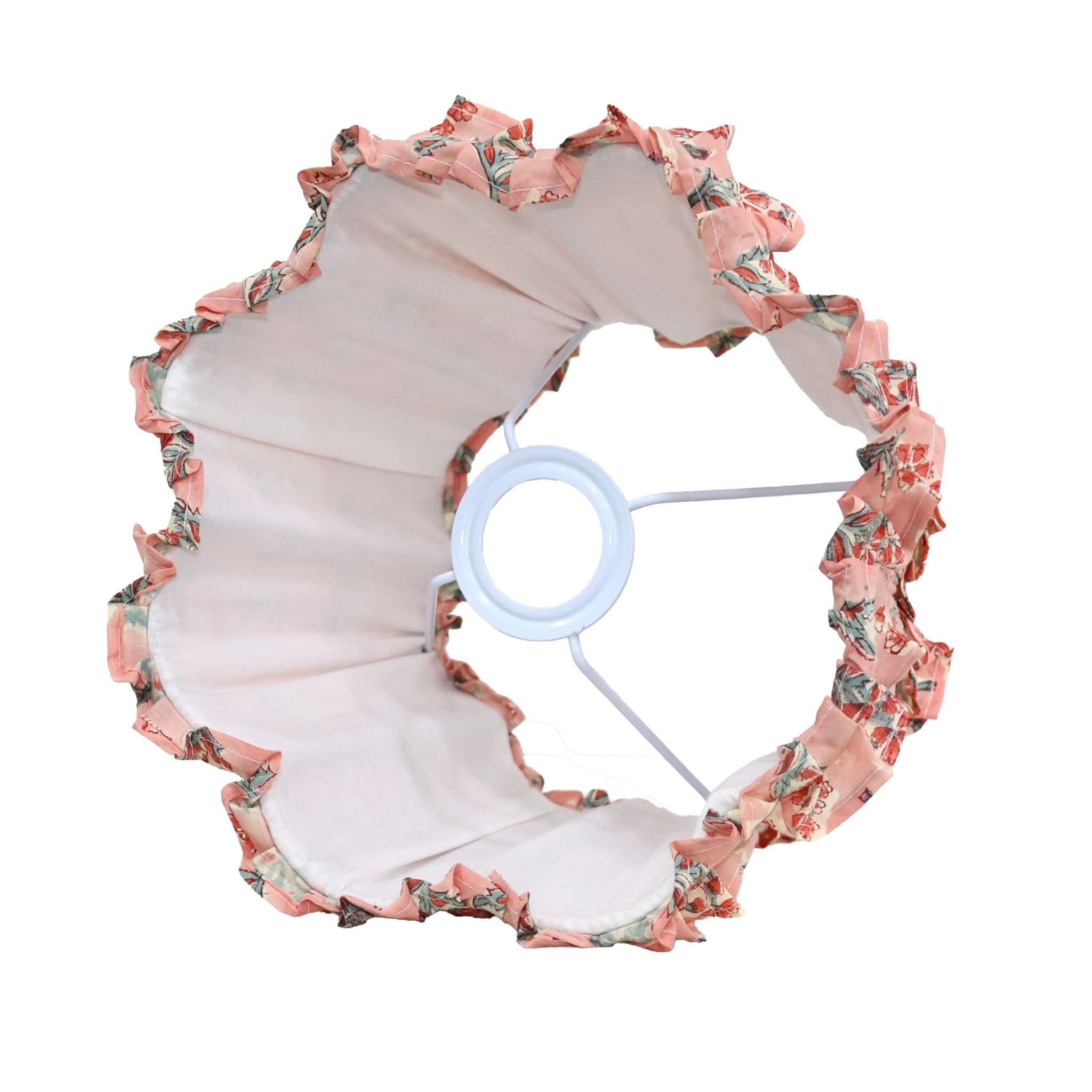 Loni Scallop Tapered Shade Peach Floral 25cm