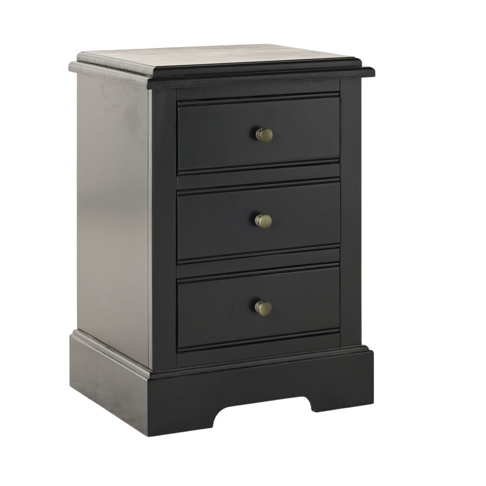 Clover 3 Drawer Bedside Table Black