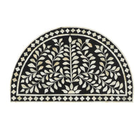 Bone Inlay Half Moon Side Table Black with Black Frame 44cm