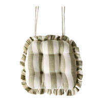 Marais Block Stripe Ruffle Seat Cushion Olive