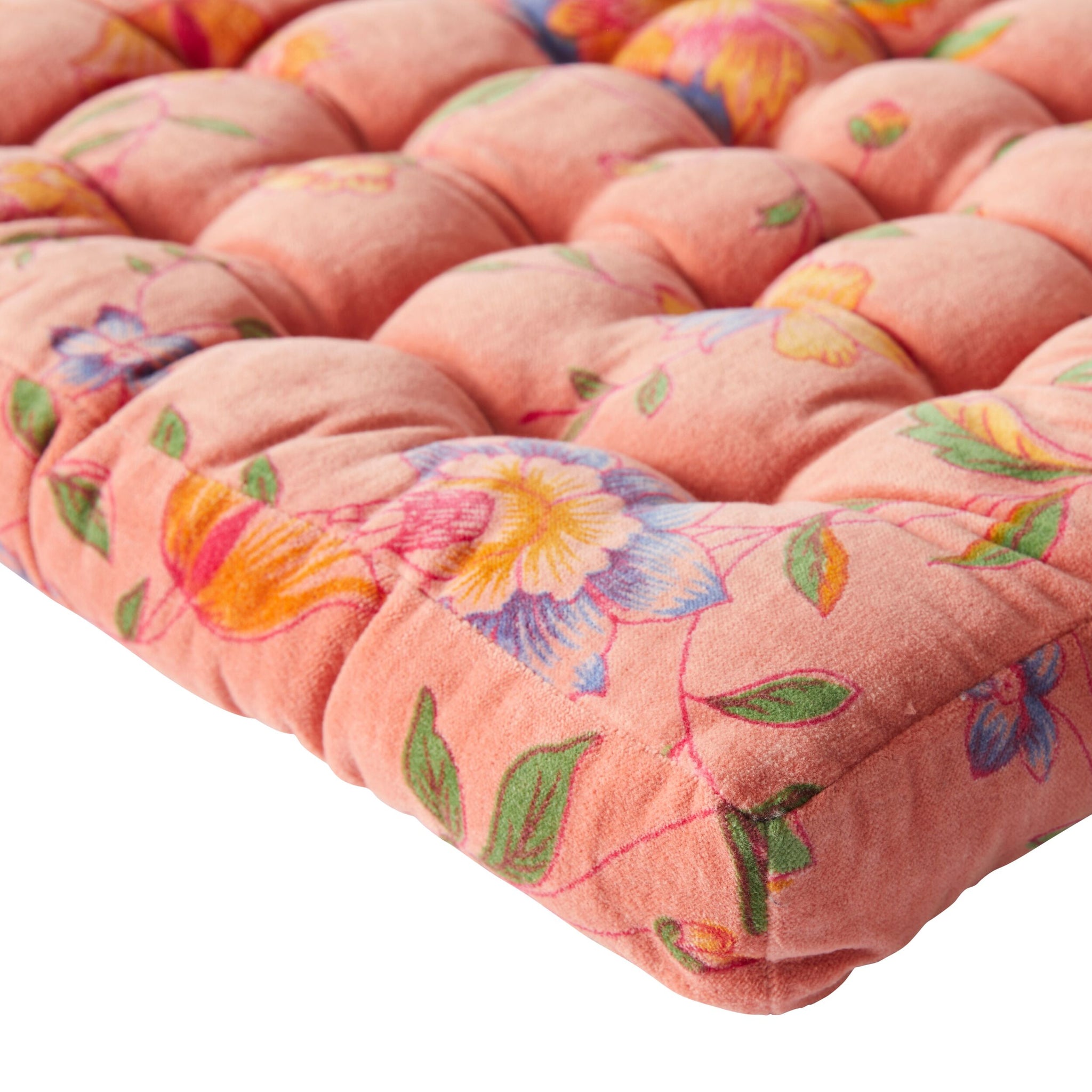 Samy Cotton Velvet Vintage Rose Seat Cushion