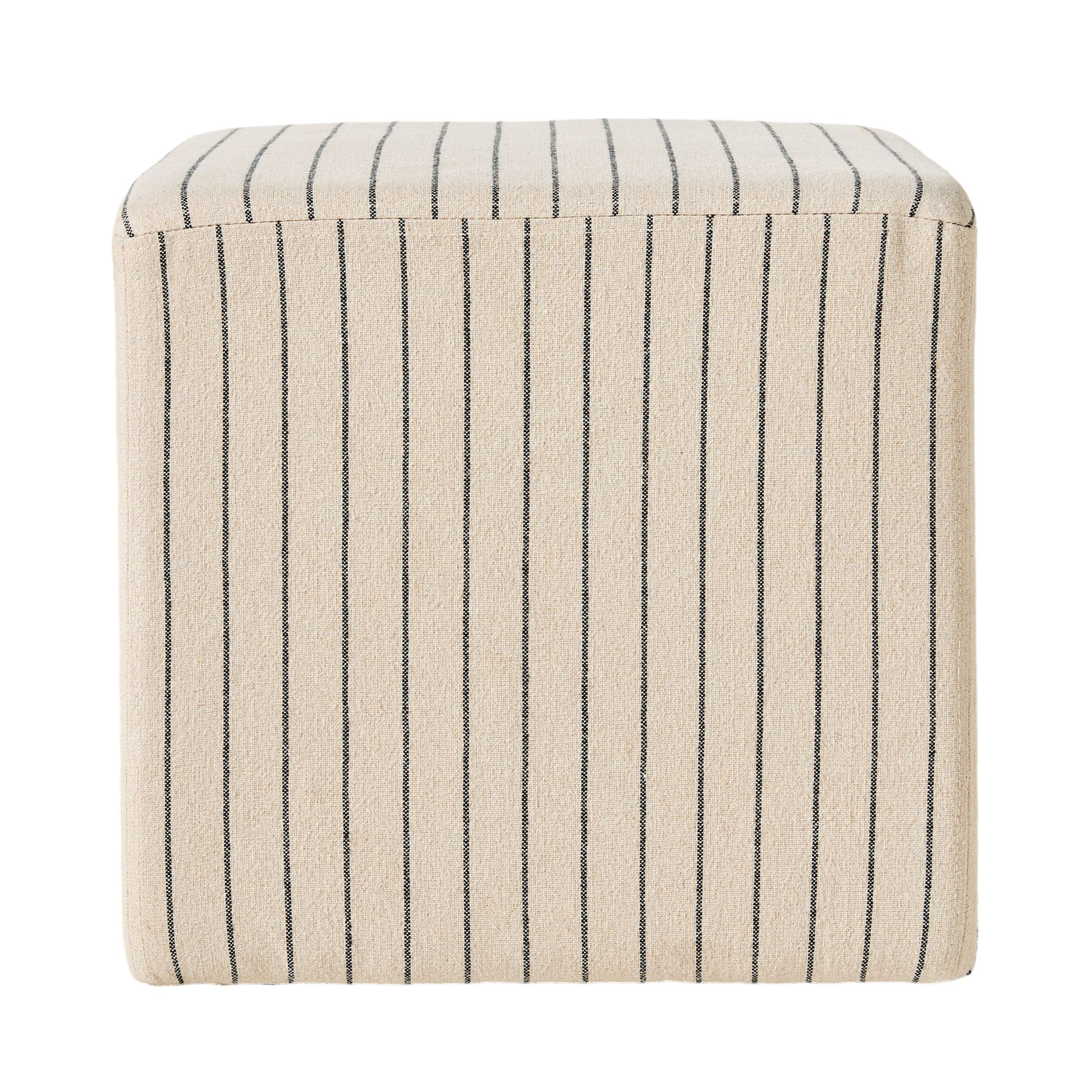 Torino Square Ottoman Alexandra Linen Stripe