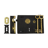 2006 Rim Lock Carpenters Right Hand Unlacquered Brass Matte Black H128xW182mm Backset 116mm