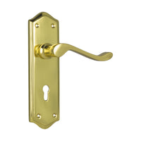 1075 Door Lever Henley Lock Pair Polished Brass H180xW50xP58mm