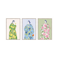Floral Muses Textured Framed Print Trio 120x60cm