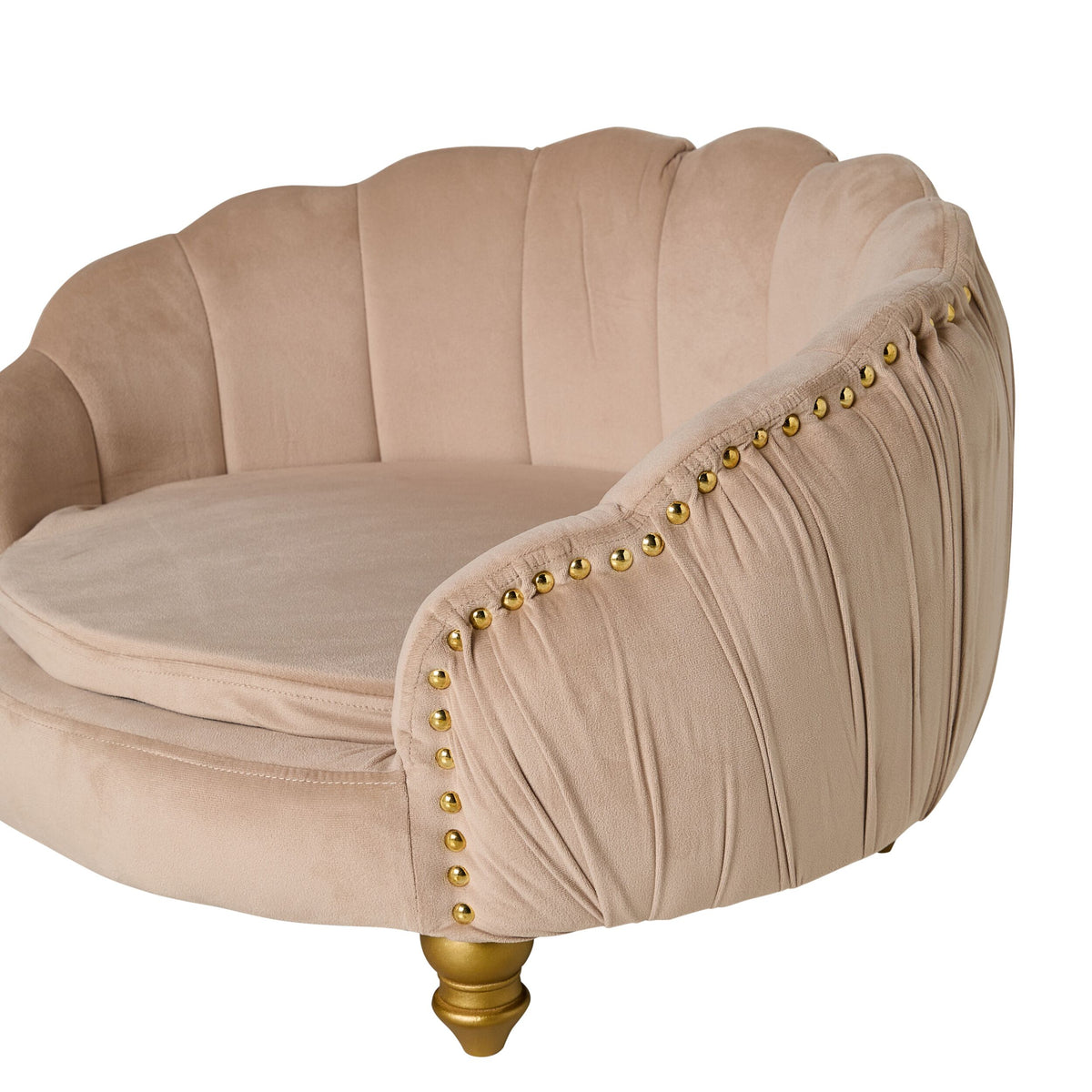 Antoinette Rouched Velvet Pet Bed Champagne