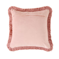 Casa Fringed Velvet Cushion Soft Pink 50x50cm