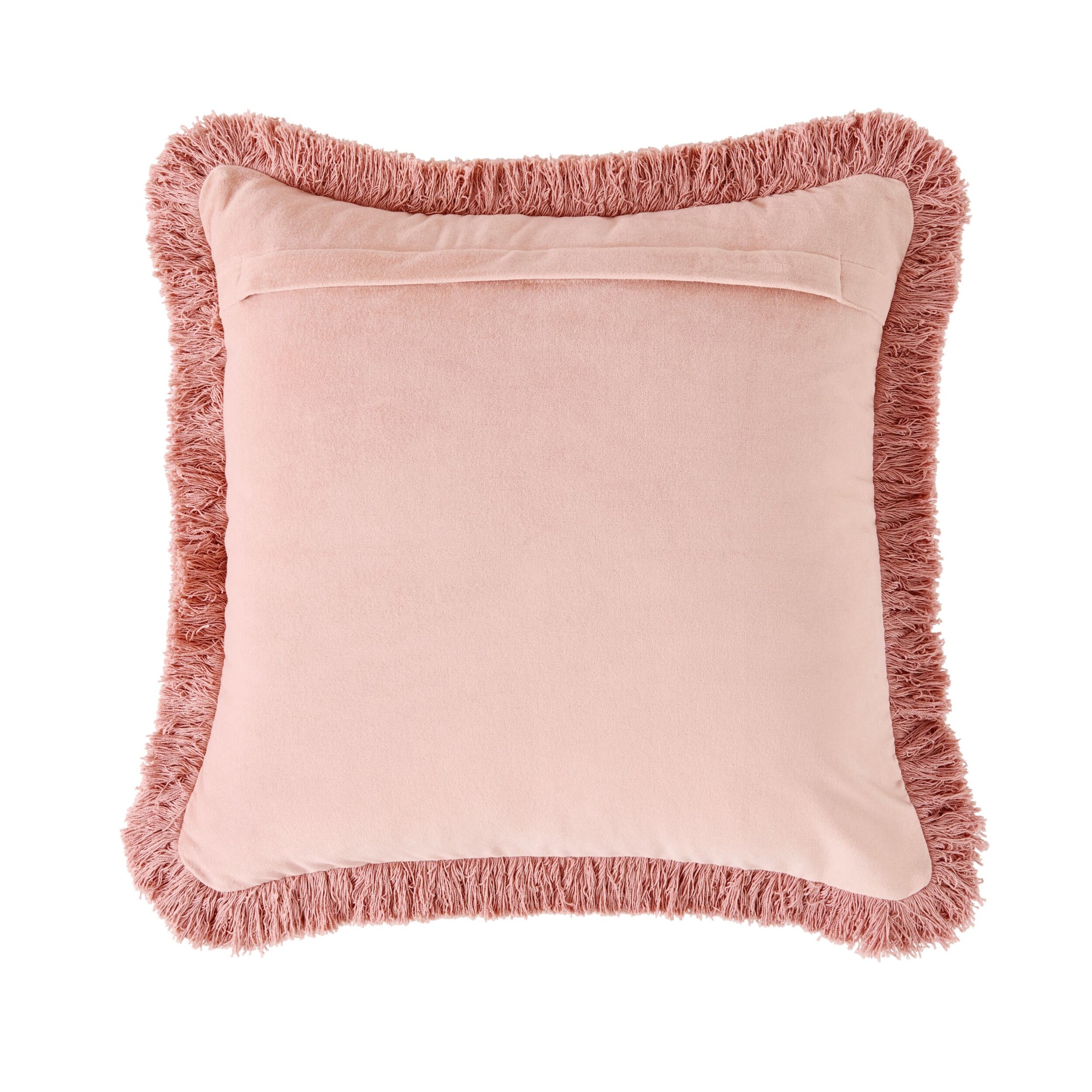 Casa Fringed Velvet Cushion Soft Pink 50x50cm