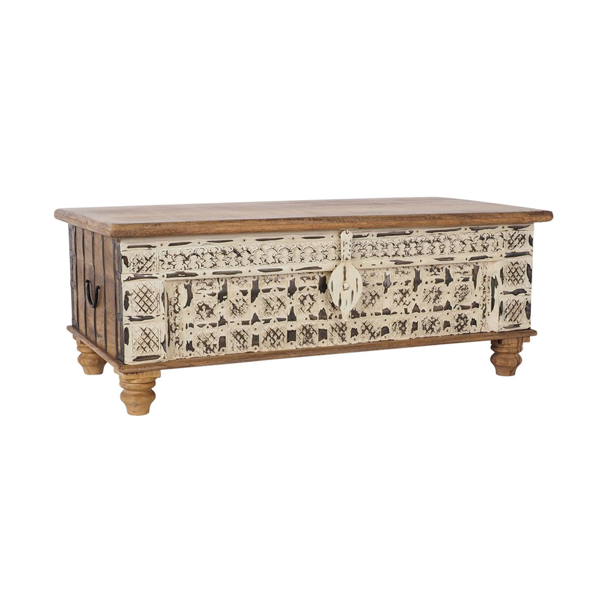 Vintage Trunk / Coffee Table Washed White Early Settler NZ