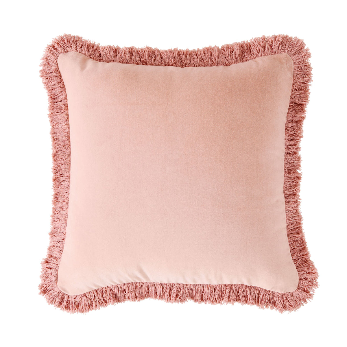 Casa Fringed Velvet Cushion Soft Pink 50x50cm