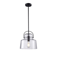 Teresa Glass Pendant Matt Black 30x51cm