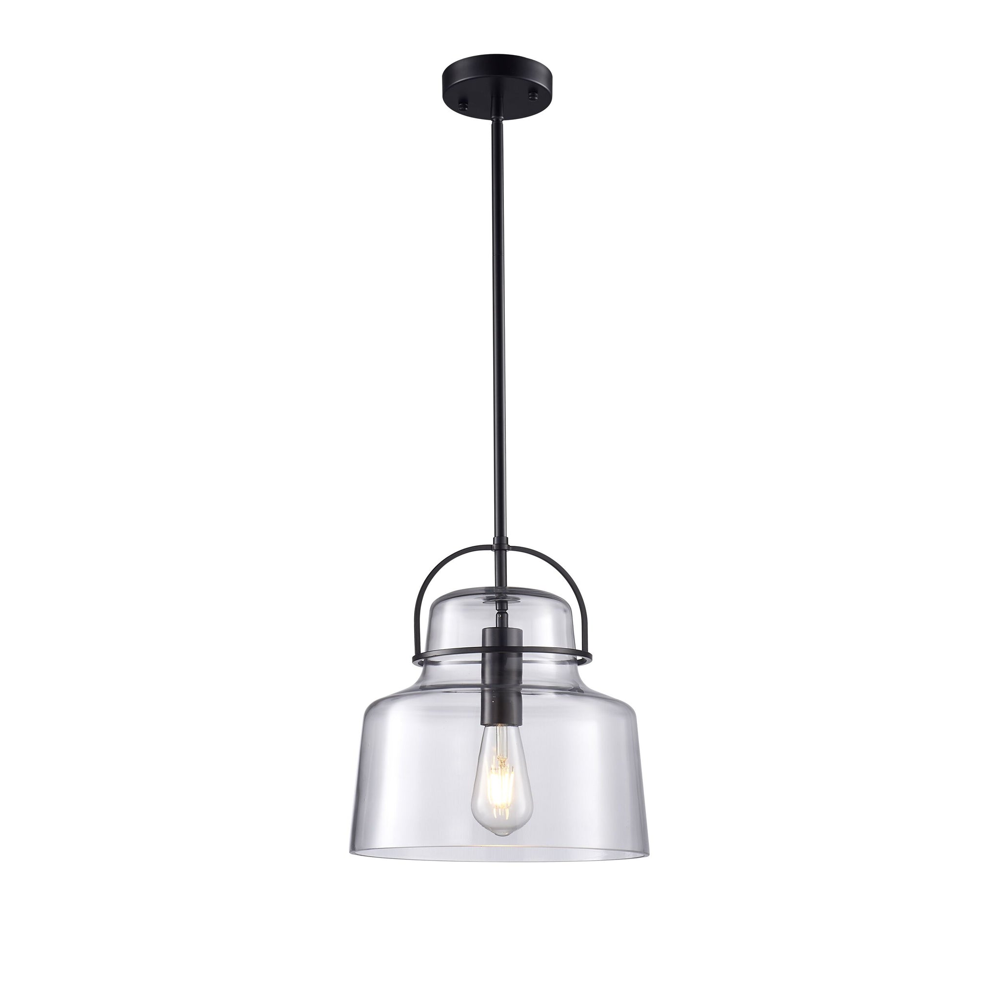 Teresa Glass Pendant Matt Black 30x51cm